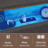 ADORNEVE Full Size Bed Frame with LED Lights and Storage Headboard, LED Bed Frame with Outlets and USB Ports, Upholstered Platform Bed with Hidden Storage, Easy Assembly, Dark Grey ADORNEVE