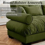 94" Modular Sectional Sofa,Velvet Upholstered Couches for Living Room,3 Seater Green Sofa Couch with Movable Ottoman,Big Comfy Loveseat Sofa with Deep Seats for Living Room,Apartment,Bedroom Wunlerlant