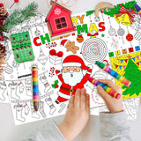 Disposable Santa Place Mats for Kids, 12 Pack - 17'x 11' Paper Table Mat Sheets for Merry Christmas School Party Decorations Gatherfun