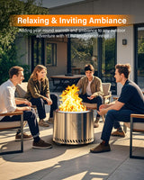 YEFU Fire Pit with Removable Ash-Pan: Smokeless Firepit 304 Stainless Steel Material - Outdoor Fire Pit Silver 19 inch - Smokeless Fire Pit for Outside Outdoor Patio Camping Backyard YEFU