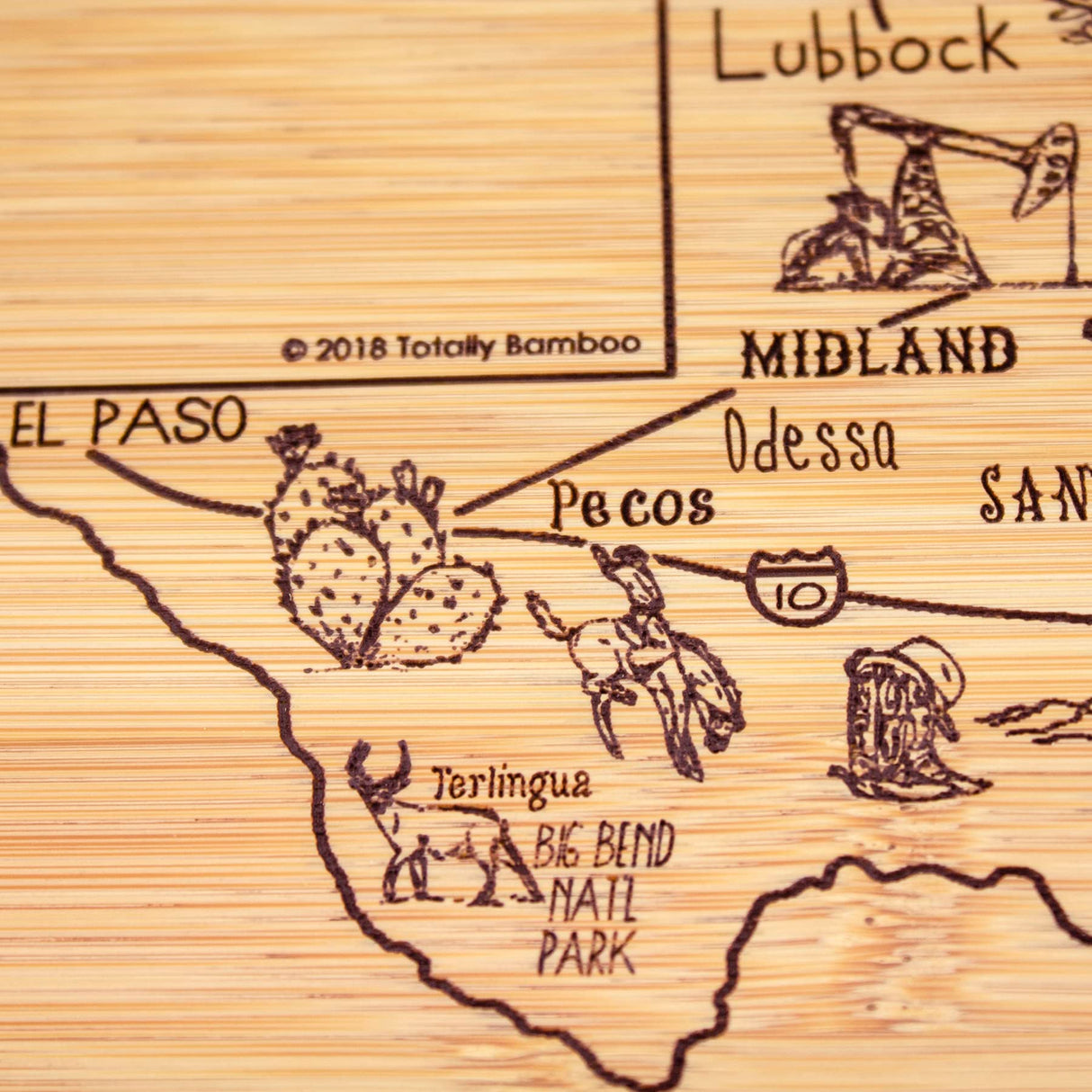 Totally Bamboo A Slice of Life Texas State Serving and Cutting Board, 11" x 8.75" Totally Bamboo