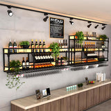 47.2in Wall Mounted Wine Rack, Wine Rack Wall Mounted With Wine Glass Rack, Metal Bar Bottle Display Shelf Wine Cups Hanging Holder, For Home Bar Cafe Dining Room Decoration (BLACK, 47.2*10*35.5inch) amhricho