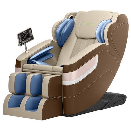 Real Relax Full Body Massage Chair, Zero Gravity Massage Recliner Chair with 6 Auto Modes, Full Body Airbags, Bluetooth, Fit Office and Home, Brown Real Relax