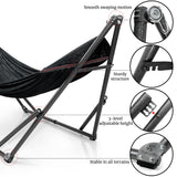 Tranquillo Hammock Stand 600 lbs Capacity, Instant 20s Foldable, 3-Year Warranty Hammock with Stand, 2 Person Camping Revolutionary Portable No Screws, Premium Hammocks, Black Tranquillo