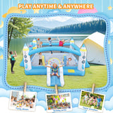 Large Bounce House for Big Kids, 16.5ft x 15ft Inflatable Bouncy Houses with Slide, Bouncy Area, Obstacle Arch, Basketball Hoop & Dart Game, Blue Bouncer Jump House Holds 6 Kids Aged 3-10, 650W Blower Ytonisld