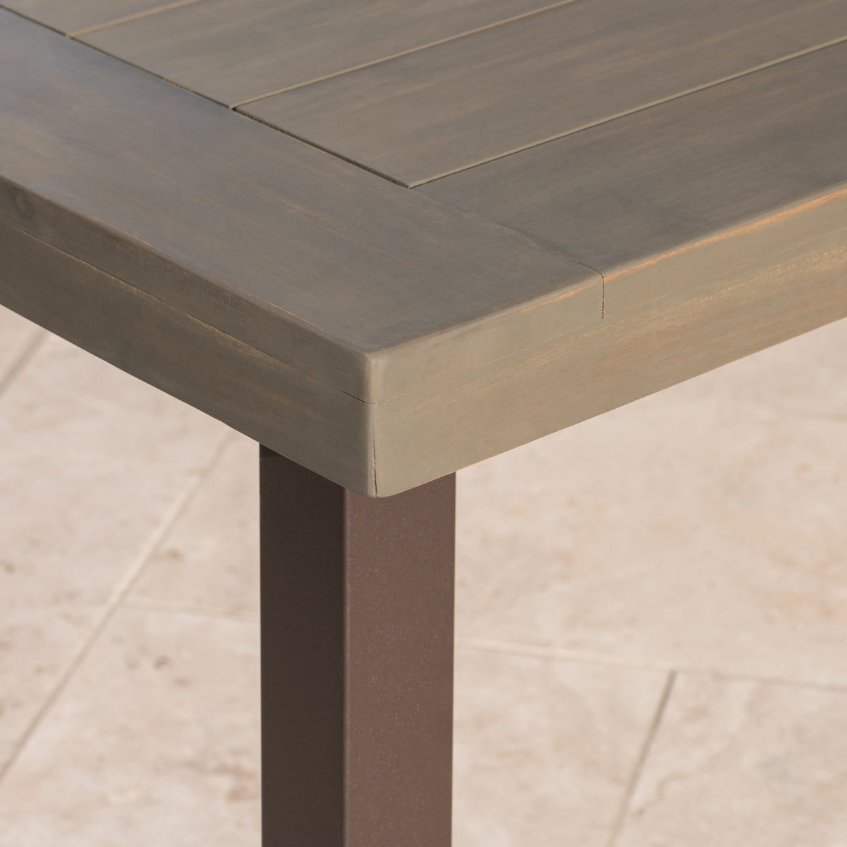 Christopher Knight Home Della Outdoor Acacia Wood Dining Table with Metal Legs, Grey Finish / Rustic Metal Christopher Knight Home