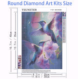 Hummingbird Diamond Art Kits for Adults, Birds Round Full Drill Diamond Painting Kits for Beginners Gem Art Painting Kits, DIY 5D Diamond Dots Painting with Diamond Arts and Crafts Decor 12x16inch YSUNETER