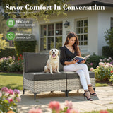 10 Piece Outdoor Patio Furniture with Swivel Rocking Chair, Rattan Wicker Conversation Set with Glowing Coffee Table, Sectional Single Chairs for Porch Balcony Backyard Pool,Black ovios