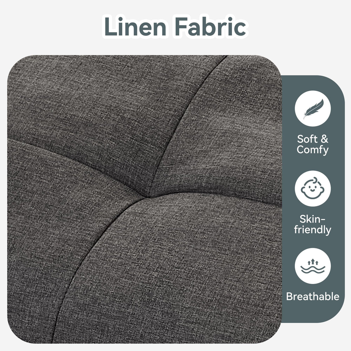 Vyfipt Convertible Futon Sofa Bed, Grey Linen Futon Couch with Adjustable Backrest & Armrests, Folding Small Recliner Sleeper Sofa Bed for Living Room, Apartment, Office Vyfipt