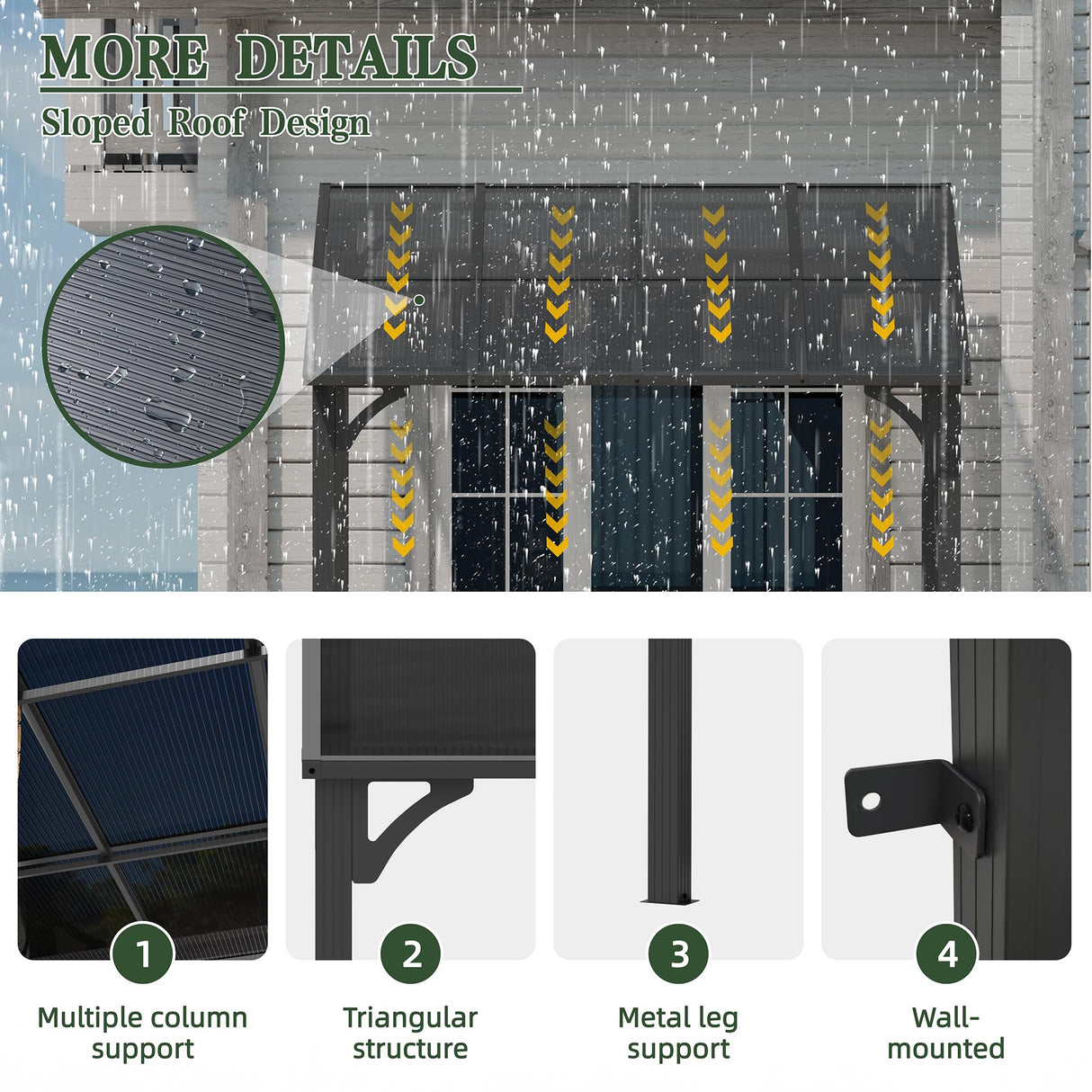 Vongrasig 10’ x 8’ Gazebo for Patio, Large Wall-Mounted Pergola Gazebo on Clearance, Outdoor Lean to Awnings for Backyard, Deck, Patio Vongrasig