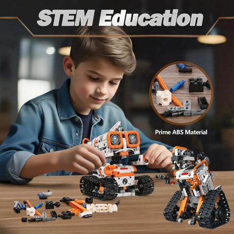 PIVONAX STEM Robotics Kit for Kids Ages 8-12 8-14+, 5-in-1 Remote/APP Control Coding Robot, Educational Engineering Building Toys with Programming, Science Projects Great Gift for Boys & Teens PIVONAX