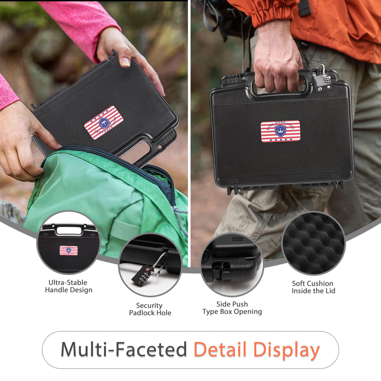 Kinghardcase 9mm Gun Case Lockable, TSA Approved Firearm Travel Case with 1 TSA Lock, Pistol Case Hard Shell, Gun Safe for Handgun, Pistol, Revolver - Shockproof Gun Storage 10.3 x 8.8 x 3 inch Kinghardcase