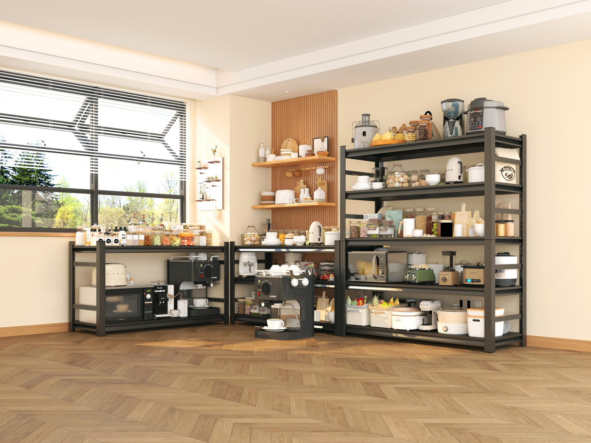 72''H Garage Shelving, Heavy Duty 36''W Storage Shelves, 2500lbs Adjustable 5 Tier Metal Shelves for Storage Rack, Commercial Garage Shelves, Industrial Utility Shelf,16" D X 36" W X 72" H,Black PRESTELION