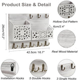 QILICHZ Key and Mail Holder for Wall,Decorative Key Holder Wall Mount,Wood Key Holder for Wall,Farmhouse Mail Key Organizer 13 Key Hooks,Rustic Key Hanger Wall Mount for Mail Envelope Letter Key,White QILICHZ