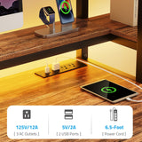 GreenForest Computer Desk with Drawers and Monitor Stand, Home Office Desk with Storage Shelves, Small Gaming Desk with Power Outlets and LED Lights for Study Writing Working, 51 inch Walnut GreenForest