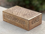 DharmaObjects Hand Carved Jewelry Trinket Keepsake Wooden Storage Box (Large, Flower Of Life) DharmaObjects