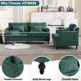 JOYBASE 2 Pieces Living Room Furniture Sets, Loveseat Couch and Accent Chair, Mid-Century Modern Sofa Set for Living Room, Apartment, Office, Bedroom (Emerald, Chenille) JOYBASE
