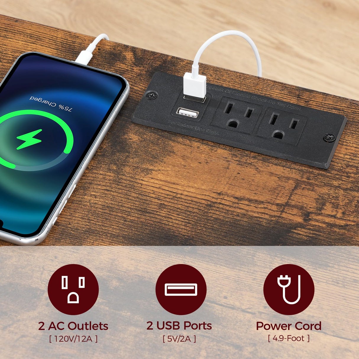 MAHANCRIS Floating TV Stand with Power Outlet, Wall-Mounted Entertainment Console Center with Storage, Floating TV Shelf for Under TV Storage, for Living Room, Bedroom, Rustic Brown TVHR103E01 MAHANCRIS