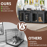 DEYGIA Large Dog Crate Furniture for 2 Dogs, Upgrade 71" Pro XXL Sliding Door Heavy Duty Dog Kennel Furniture with Divider, Steel Frame Indoor Double Dog Crate for Large Medium Small Dogs, Dark Black DEYGIA