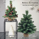 Pre-Lit Artificial Mini Christmas Tree,20 inch Miniature Pine Xmas Tree with 20 LED Lights,70 Branch Tips,Desktop Christmas Tree Burlap Base-(50cm) Topro