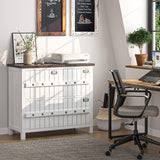 TVU Farmhouse 3 Drawer File Cabinet with Charging Station, Solid Lateral Filing Cabinet for Home Office, Office Organizer for Legal/Letter/A4/Folders File - Beside Desk Printer Stand TVU