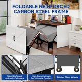 DoCred Twin Size Murphy Bed with Headboard, 2 in 1 Cabinet Bed with Desk, Foldable Hideaway Beds for Guest Bedroom, Living Room, Office DoCred