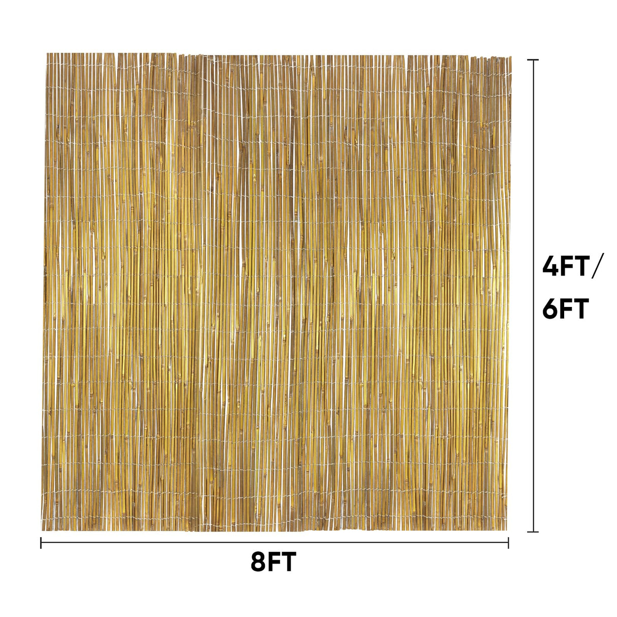 Jollybower 4ft x 8ft x 0.4" D Natural Bamboo Fence, Outdoor Rolled Bamboo Fencing, Decorative Bamboo Privacy Screen for Garden Backyard Balcony Jollybower