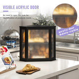 Wieghda Corner Bread box for Kitchen Countertop,Farmhouse Bread Box with Acrylic Wavy Door Panel,Large Bread box for kitchen countertop,Kitchen Countertop Food Storage Container (Black, Extra Large) Wieghda