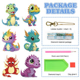 6 Pcs Diamond Painting Keychain Kits,Double Sided Diamond Art Ornament Keychains for Adults Beginners Decoration,DIY Diamonds Painting Keyrings Kit for Birthday Christmas. (Dinosaur) NDNXYXGS
