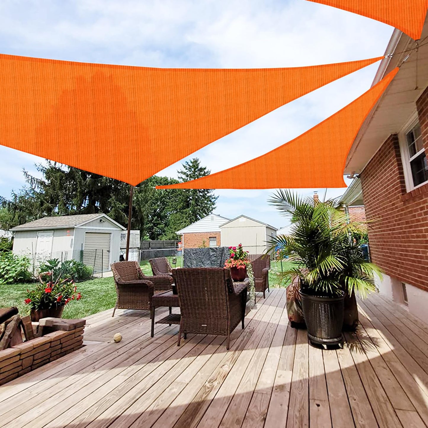 Patio Paradise 18' x 18' x 18' Orange Sun Shade Sail Triangle Canopy, High-Density Shade Cloth Canopy Pergolas Top Cover, Permeable UV Block Fabric Durable Outdoor, Customized