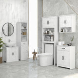 kleankin Freestanding Bathroom Cabinet, Farmhouse Small Storage Cabinet with Storage Drawer, 2 Doors, Narrow Floor Cabinet with Adjustable Shelf, White kleankin