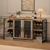 GAOMON Wine Bar Cabinet, Liquor Cabinet for Liquor and Glasses, Industrial Bars & Wine Cabinets with Storage and Wine Rack, Home Bar Furniture for Dining Room, Living Room, Kitchen (Grey) GAOMON