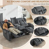 SAMERY 68" RV Loveseat Recliner Sofa, 6" Wall Hugger Reclining Loveseat with Flip-Down Console, Manual Velvet Recliner Sofa Couch for Living Room RV Theater Seating with Cup Holder SAMERY