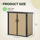 GOOBED Outdoor Storage Shed with 2 Adjustable Shelves, 49 Cu Ft Waterproof Vertical Garden Tool Shed with Lockable Door, Plastic Tall Tool Cabinet for Backyard Garden Patio Lawn, Brown GOOBED