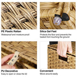 GREENSTELL Storage Basket with Lid, Handwoven Blanket Storage Basket with Cotton Liner and Metal Frame, Foldable & Easy to Install, Shelf Basket with Handle for Bedroom, Laundry Room Natural 105L GREENSTELL