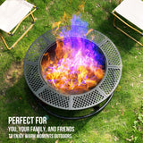 Panovue 36 Inch Fire Pit with Grill, Wood Burning Fire Pits for Outside with Lid& Fire Poker, Round Metal Firepit Table 3 in 1 with Cooking Grate,Outdoor Firepits for Yard Patio Bonfire Camping,Black Panovue