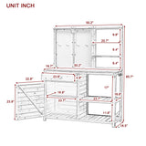 Garden Potting Bench Table with Hutch, Outdoor Wooden Workstation with 4 Shelves, Drawer, Cabinet and Hooks, White RuiSiSi