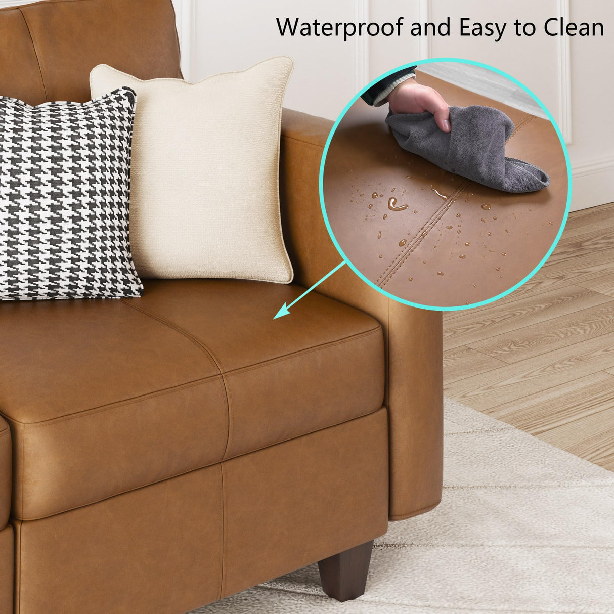 EASE MOOSE Modular Sectional Sofa Sleeper Couch with Storage, 8 Seat Faux Leather Sectional Large Moduar Sleeper Sofa Sectional Sofa Bed Modular Couch for Living Room Brown EASE MOOSE