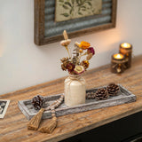 Romadedi Rustic Decorative Wood Candle Tray - 15" Wooden Long Narrow Tray Candle Holder, Farmhouse Small Trays for Coffee Table Centerpieces Dining Room Kitchen Countertop Home Decor, Whitewashed Romadedi