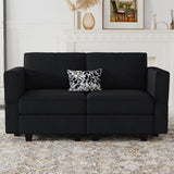 Belffin Modular Loveseat Sofa Couch with Storage Seats Velvet 2 Seater Love Seats for Small Spaces Black Belffin