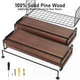 LUDORU Wood Floating Shelves Wall Mounted - 4+1 Tier Rustic Bathroom Wall Shelves Over Toilet with Wire Storage Basket and Towel Bar, Set of 4 Farmhouse Floating Shelf for Bathroom, Kitchen, Bedroom. LUDORU