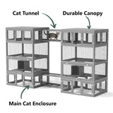 TIMHAKA Cat Catio Outdoor Cat Enclosure, 12 in 1 Cat Enclosure with 4 Large Catio and 8 Cat Tunnel, 12pcs Outdoor Cat Cage with Platform and Resting Box, Luxurious Cat Playground with Waterproof Cover TIMHAKA