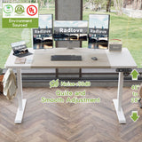 Radlove Electric Standing Desk, 63 x 30 Height Adjustable Computer Desk Sit Stand Desk Home Office Computer Standing Table Ergonomic Desk with Splice Board White Frame + 63 x 30'' White+Oak Top Radlove