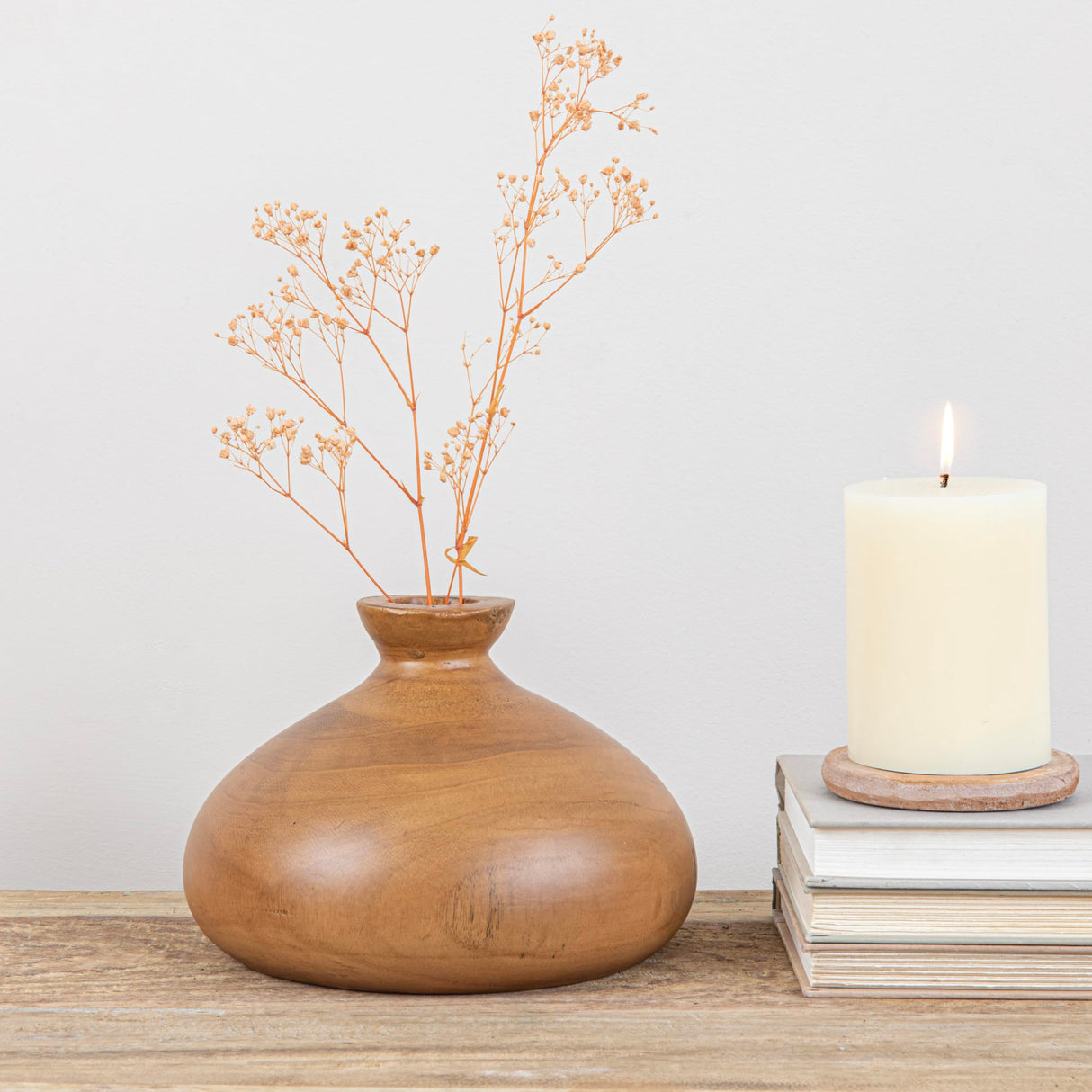 Creative Co-Op Decorative Paulownia Wood Vase, Walnut Finish Creative Co-Op