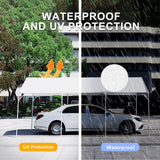 HFYZZ 10 x 20 Ft Heavy Duty Carport Replacement Canopy Waterproof UV Protected Garage Top Shelter Tarp Tent Cover with 44 Ball Bungees Cords, Only Top Cover, White HFYZZ
