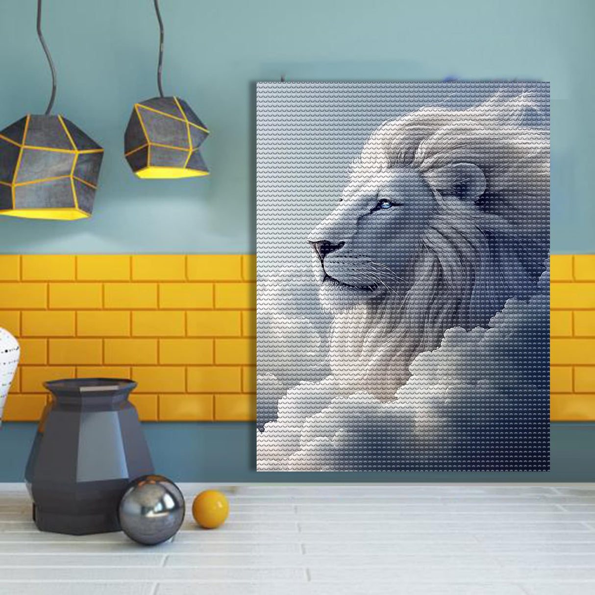 MTPGNW Lion White Cloud Diamond Painting Kits for Adult,5D DIY Blue Sky Diamond Art Painting Decoration Home Wall Decor Painting Kits Gifts for Women 16x24 INCH MTPGNW