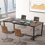 Tribesigns 6FT Conference Table, 70.8L x 31.5W inch Meeting Table for Office Conference Room, Modern Rectangular Seminar Training Table, Metal Frame, Rustic Brown/Black Tribesigns
