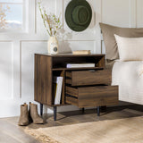 Walker Edison Modern Wood Nightstand Side Table Bedroom Storage Drawer and Shelf Bedside End Table, 25 Inch, Dark Walnut Walker Edison