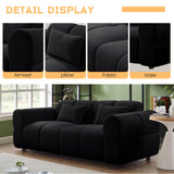 PINSOLID 80" Modern Sofa Couch, Comfy Deep Seat Lambswool Cloud Sofa, Upholstered 3-Seater Boucle Couch, Oversized Loveseat for Living Room, Bedroom, Office, Apartment(Black) PINSOLID