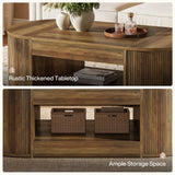 Tribesigns Farmhouse Coffee Table with Storage, 55-Inch Oval Center Table, 2-Tier Large Tea Table for Living Room, Office Reception, Rustic Brown Tribesigns